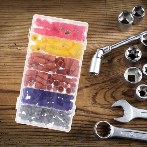 Huge 158 Piece Assorted Wire Ferrule Kit For Pros And DIYers Including Quick Connect Electrical Caps Reliable Screw Terminals Perfect For Indoor Outdoor Wiring And Junction Box Installations, assorted ferrules in organizer case