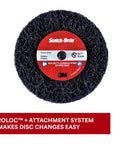 Extra Coarse Metal Rust And Paint Stripping Disc For Roloc Plus Attachment, 4 Inch By One Half Inch, displayed with Roloc compatibility.
