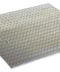 Heavy Duty Aluminum Hand Truck Dock Plate 36 By 24 Inch Pro Grade Loading Ramp with diamond plate texture and side handles.