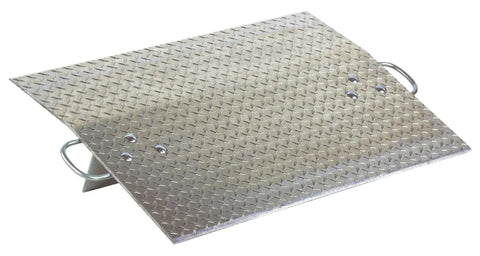 Heavy Duty Aluminum Hand Truck Dock Plate 36 By 24 Inch Pro Grade Loading Ramp with diamond plate texture and side handles.