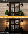 Two Pack Outdoor Porch Light With GFCI Outlets, Dusk To Dawn Motion Sensor, Three Lighting Modes, lights off and on demonstration