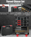 61 Piece Thread Chaser Set For Rethreading And Bolt Repair Pro Grade, SAE And Metric Taps Dies, Thread Files And Pitch Gauges