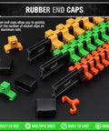 Rubber end caps and colored rails for Pro Grade Socket Clip Rail Organizer Kit 6 Piece Set, Heavy Duty ABS Holder on display.