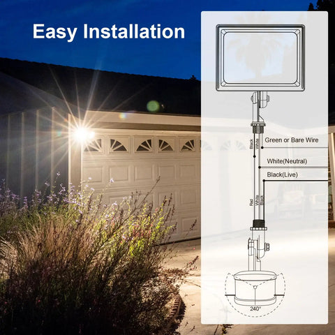 Solid Build Outdoor Motion Sensor With 240 Degree Sweep, Adjustable Dusk To Dawn Lux And 60 Foot Reach, Triple Mode Security Floodlight Switch, No Sweat Replacement For Your Yard Setup