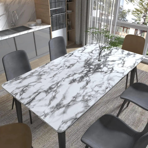Dining table with Black And White Marble Peel And Stick Wallpaper For Kitchen Counters And Backsplashes No Glue Needed Self Adhesive