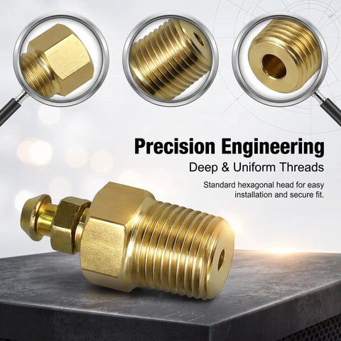 Heavy Duty Solid Brass Brake And Coolant Bleeder Replacement Kit Drop In Fit For Cars And Trucks with hexagonal head and uniform threads.