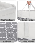 Close-up of Six Pack 75L Large Collapsible Laundry Baskets With Reinforced Handles, showing waterproof fabric and strong stitches.