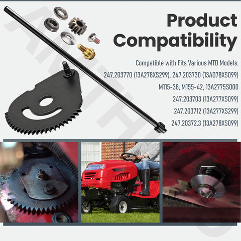 Steering Shaft Five Eighths Inch With Sector Gear Kit And Pinion Gear Bearing Set for popular lawn tractors image with installation