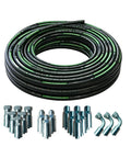Hydraulic hose, 10 ft x 1/4 in, EN853 SAE 100R2AT, black with green stripe, steel braided, with fittings
