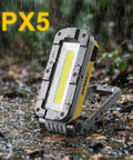Rechargeable Magnetic Work Light 1200 Lumens With COB LED in use outdoors in wet conditions, featuring IPX5 water resistance.
