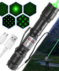 Green Light Flashlight Dope Rechargeable with Long Range Adjustable Focus Tactical Beam for Outdoor Adventures Camping Presentations And Stargazing Two Modes For Day Or Night Use