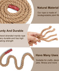 Natural Jute Manila Rope 4 Strand Twisted Hemp Fiber, Heavy Duty Rope For Sports Tug Of War, Decor, Crafts, Pet Toys, Fitness, Indoor Outdoor Use, 1.25 Inch By 98 Feet with close-up of fibers.