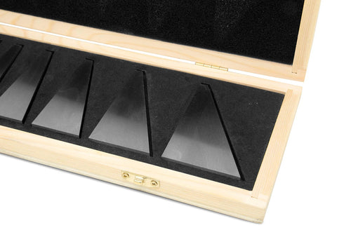 WEN 12-piece steel angle gauge blocks in an open wooden case with black foam lining