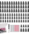 100 Piece Tire Repair Rubber Nail Kit With 50 Small And 50 Large Plugs, Screwdriver, and Storage Box Displayed