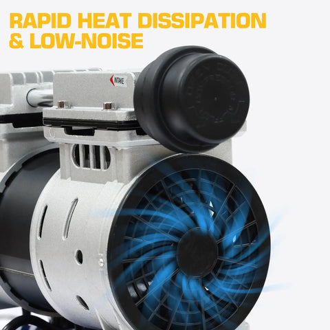 Heavy Duty Portable Air Compressor 9L 115 Psi With Reinforced Hose Quick Connector And Tire Gauge For Pneumatic Tools view of cooling fan for efficient operation.