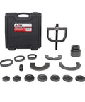 Universal Wheel Bearing Puller Kit And Hub Removal Tool with case and 21-piece set for vehicles with independent suspension systems.