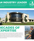 Modern building with Lake Country Manufacturing logo, demonstrating decades of expertise in polishing product development.