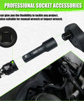 Heavy Duty 18-Piece Impact Socket Extension Set in use with ratchet, showing chrome vanadium steel adapter