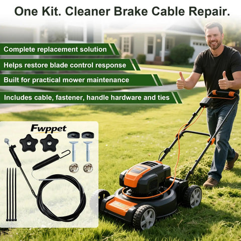 Upgrade Your Ride With This Premium Fwppet 133-1998 Brake Cable Repair Kit Perfectly Made For Toro TimeMaster Mowers To Fix Blade Engagement And Control Cables Like A Pro. Brake cable repair kit with cable, knobs, bolts, ties and hardware for Toro TimeMaster mower