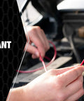 Person handling 18 Gauge Primary Wire Bulk Spool 100 Feet Red Heavy Duty Work Ready PVC Jacket Water Oil Chemical Resistant Ideal For Cars Trucks Boats And Other Wiring Projects