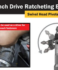 Compact 1/4-Inch Drive 4-Inch Swivel Head Micro Ratcheting Bit Driver With 90-Tooth Reversible Mechanism For Tight Spots in use