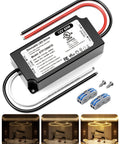 Heavy-Duty 12V LED Driver 60W Power Supply For LED Strip Lights, UL FCC Listed Class 2 Triac ELV MLV Dimming, 120V AC To 12V DC Transformer, Fully Compatible With Lutron And Leviton Dimmers, black wired unit with connectors