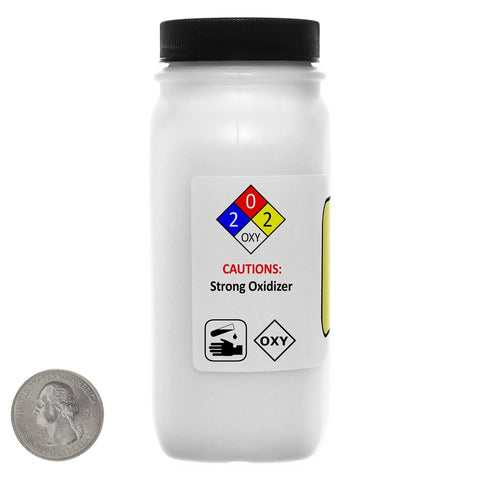 DIY PCB Etchant Dry Powder 8 Oz In Space Saver Bottle next to coin for scale, showing warning labels for hobby and workshop use.