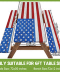 Waterproof Picnic Table And Bench Cover Set For Outdoor Camping Fits 72 Inch Tables And 72 Inch Benches American Flag Pattern