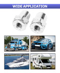 2 Pair Battery Terminal Adapters With 3/8 Female Threads Zinc Alloy Build Corrosion Resistant Top Post Connectors For Trucks And Marine Batteries Boss Grade Hardware To Keep Your Rig Rolling Smooth displayed with various vehicles including truck and yacht.