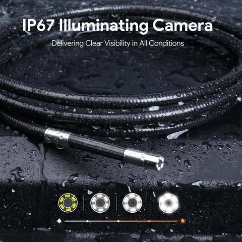 5 Inch IPS Screen Articulating Borescope Endoscope Camera With Light 210 Degree Two Way Articulation on wet cable