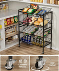 25.2 Inch Wide Kitchen Storage Cart With Four Tier Basket System Rolling Metal Pantry Organizer Removable Baskets For Onion And Potato Storage Fruits And Veggies Black in a pantry