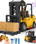 2 In 1 RC Forklift Toy With Transforming Lift And Hook Crane 11 Channel Remote Control Vehicle for kids with accessories