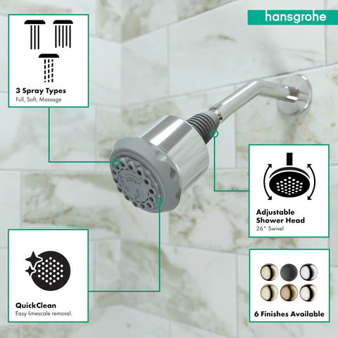 Showerhead With Three Spray Modes And Pulsating Massage Soft Spray Quick Clean In Chrome For Easy Install And A Spa Like Shower Experience