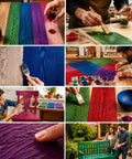 Top Shelf Water Activated Wood Dye Powder Kit featuring colorful wood staining in a workshop setting.