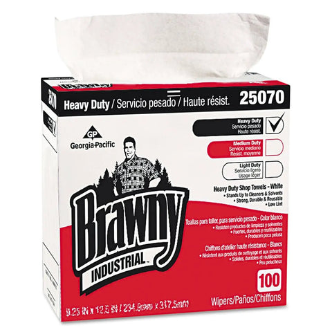 Heavy Duty HEF Industrial Shop Towels 500 Count Case Of 5 Boxes White 9.1 Inch By 16.5 Inch Wipers Tear Resistant Low Lint
