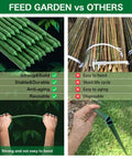 Comparison of Heavy Duty 24 Inch Garden Stakes 25 Pack Plastic Coated Metal Plant Supports and bamboo stakes with features list.