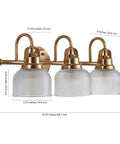 Brass Gold Sleek 25.25-Inch Modern Bathroom Vanity Light 3-Light LED Wall Sconce With Clear Glass Bell Shades For Mirror Hallway Kitchen ETL Listed LED Bulbs Included Lit
