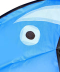 Close-up of a Large Dolphin Blue Kite Frameless Soft Parafoil Giant 3D Kite For Beach And Outdoor Fun Times Lightweight Easy To Launch