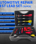 Pro Grade 76 Piece Automotive Test Lead Kit for Multimeters and Electrical Troubleshooting with probes and clips in case