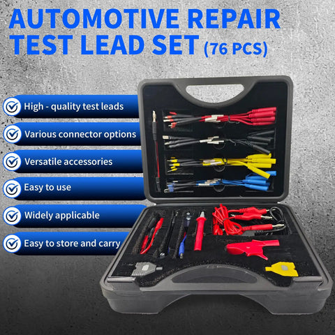 Pro Grade 76 Piece Automotive Test Lead Kit for Multimeters and Electrical Troubleshooting with probes and clips in case
