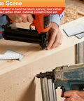 Using Heavy Duty 16 Gauge Finish Nails 304 Stainless Steel 2400 Piece Assorted Kit for woodworking and furniture construction.