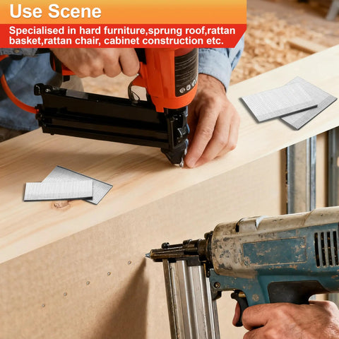Using Heavy Duty 16 Gauge Finish Nails 304 Stainless Steel 2400 Piece Assorted Kit for woodworking and furniture construction.
