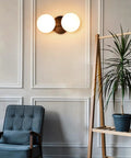 Dope Matte Black Two Light Globe Vanity Wall Sconce, Modern Mid Century Style Bathroom Light Fixture With Opal Glass Shades