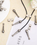 Antique Silver Bolo Tie Findings Kit With 24 Two Color Cord Ends And 12 Two Color Slide Clasps for Jewelry Making Display
