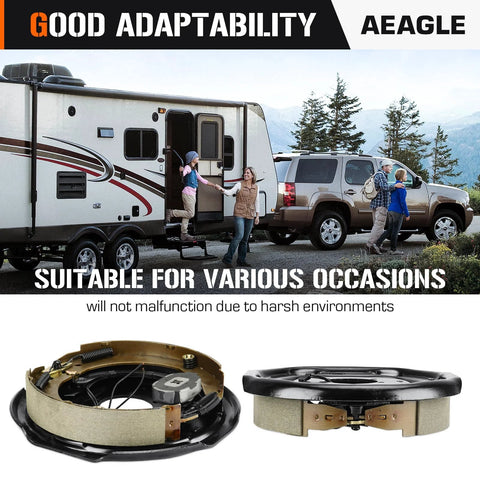 Two 12x2-inch electric trailer brake assemblies for 5,200–7,000 lb trailers, left and right.