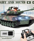 1:18 RC Tank With 2.4GHz Remote Control Realistic Russian T90 Beefed Up Battle Ready Tank displayed with remote and sound features