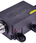 Mechanical Speedometer Converter With Built In GPS For Cable Driven Gauges Dash Or Under Hood Install Reads GPS Or CAN Bus OBD II Or VSS Data Cable Connection Optional Made In USA black SpeedBox unit with threaded cable input and mounting tabs