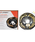 Lippert 12-inch left-side self-adjusting brake assembly with mounting hardware; 3,500–7,000 lb capacity.