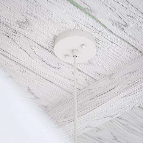 White Rattan Pendant Light Snaggle One Light Large Ceiling Fixture For Vaulted Ceilings With Rattan Shade Adjustable Hanging 22.5 To 81 Inches 19.7 Inch Wide 25 Inch Tall Modern High Shine Showstopper Finish showing white ceiling mount