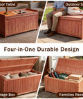 75 Gallon Wood Deck Box Outdoor Storage Bench For Patio Cushions Pillows Garden Tools And Pool Accessories with Solid Wood Support